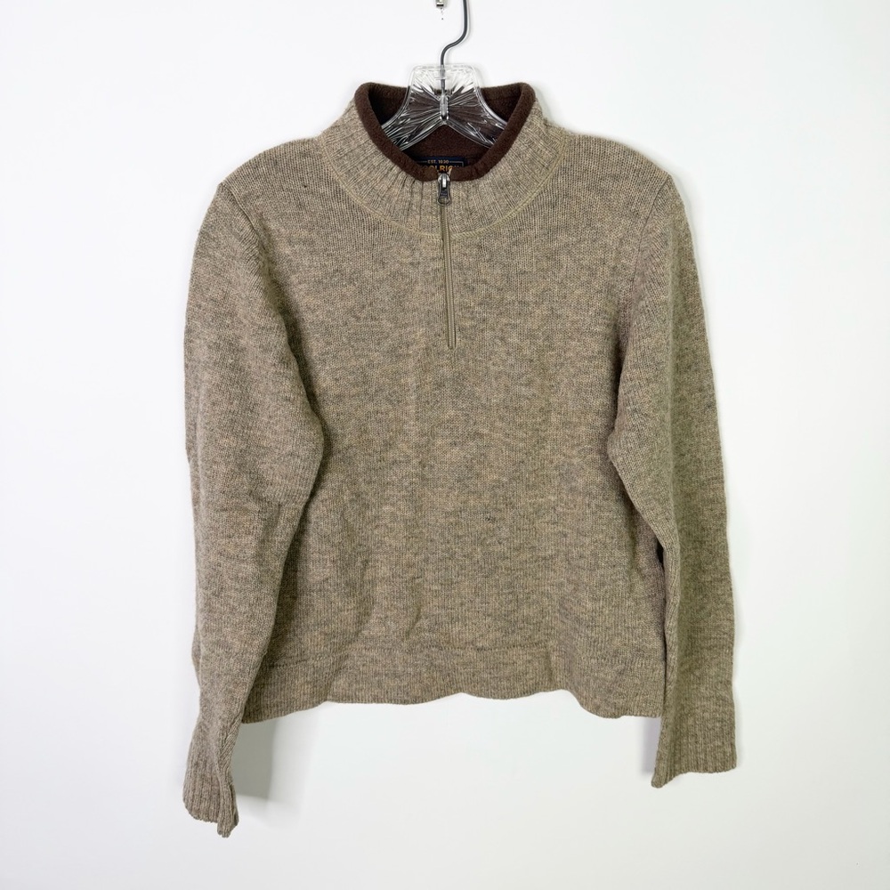 Y2K Woolrich 1/4 Zip Pullover Sweater Medium Brown Collar Long Sleeve